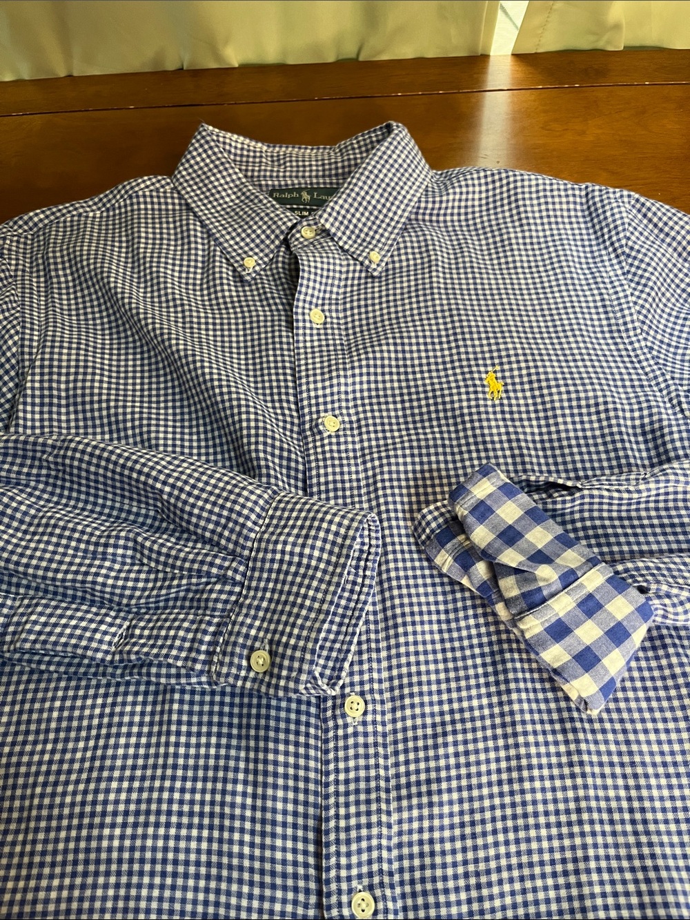 Ralph Lauren Men’s Blue Gingham Button-Down Shirt 100% Cotton  XL